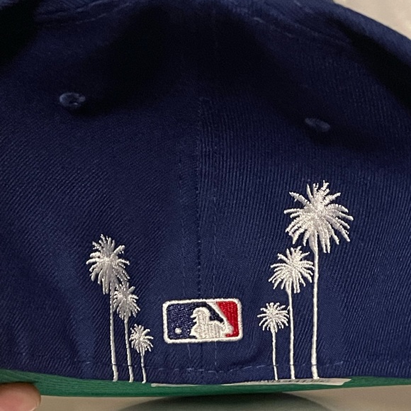 Los Angeles Dodgers Fitted Hat Palm Trees New Era 59Fifty Blue Sz 7 7/8 NEW - Picture 12 of 12